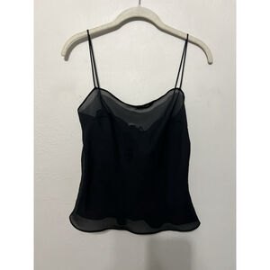 Womens Milly Black‎ Spaghetti Strap Sheer Gothic Witchy Edgy Cami Tank Top 4